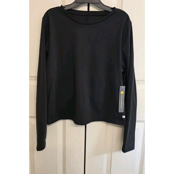 Stretch The Rules Women Black Long Sleeve Ruched Back Athletic Top L - Picture 2 of 8